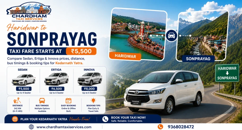 Haridwar to Sonprayag Taxi Fare, Price & Booking Guide