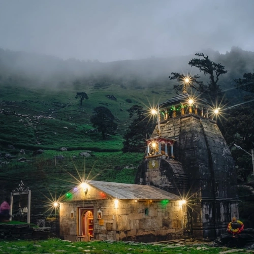 Madmaheshwar temple in the Garhwal Himalayas at the end of the madmaheshwar trek