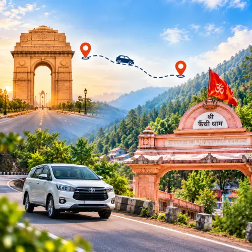 Delhi to Kainchi Dham road route via Hapur, Moradabad, Rampur and Haldwani